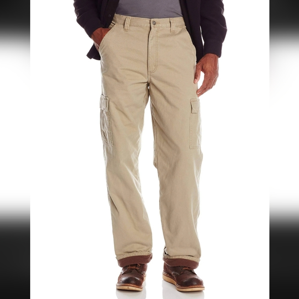 NEW Wrangler Authentics Cargo Pants Khaki Tan Brown 33x30 Workwear Gorpcore